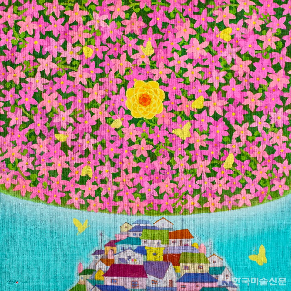 달이 꽃이어라, 33.3x45.5cm, mixed media, 2019