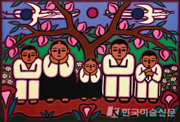 이만익, 도원가족도, 캔버스에 유채, 2009. 출처=제주도립미술관.