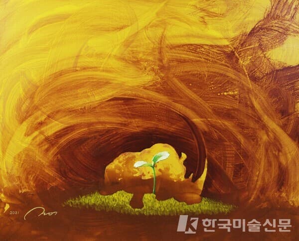 흙바람65.1x50.0cm 아크릴 외 혼합재료 2021