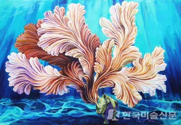 생명은80.3x116.8cm 아크릴 외 혼합재료2021
