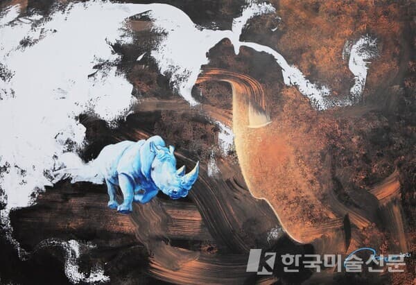 흙바람-조우80.3x116.8cm 아크릴 외 혼합재료 2021