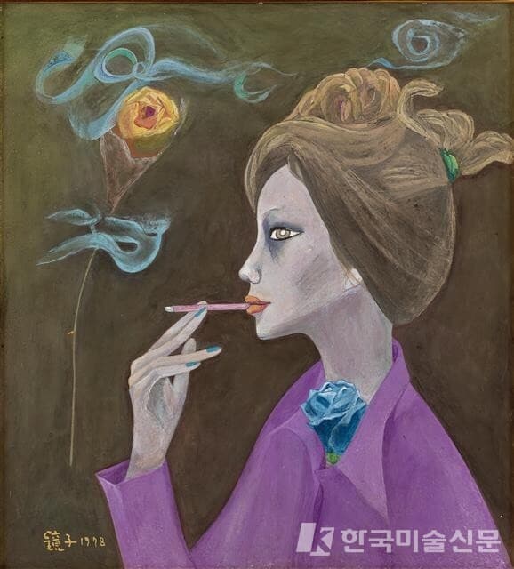 신윤복의 &lsquo;미인도&rsquo; 일부와 천경자의 &lsquo;탱고가 흐르는 황혼&rsquo;(사진)은 시대에 따른 변화된 여성상을 대조적으로 보여 준다. (출처 = 국립현대미술관 제공)