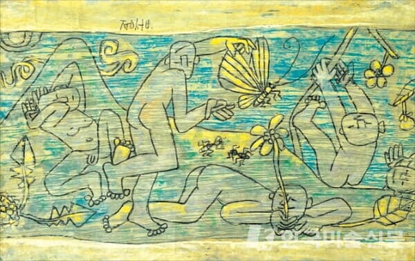 이중섭의 1952~1953년 작 &lsquo;봄의 아동&rsquo;