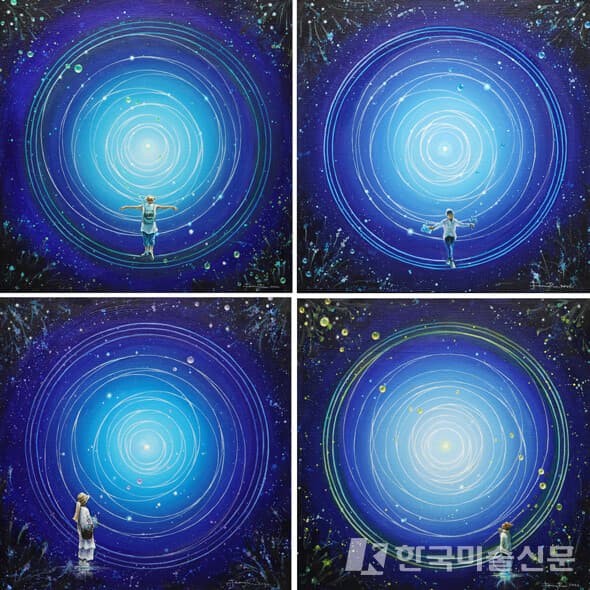 ▲&nbsp;김정란, Dream of LightAcrylic on Canvas, 32 x 32cm x 4pcs, 2022