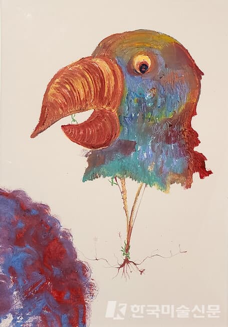 ▲&nbsp;변우리, 마주하다종이에 오일파스텔, 29.7 x 21.0cm, 2021