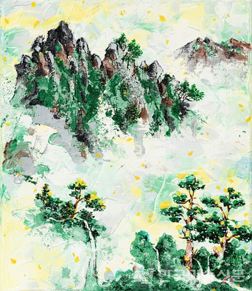 ▲&nbsp;이진이, 바람이 지나가는 길Mixed Media on Canvas, 53 x 45.5cm, 2022&nbsp;