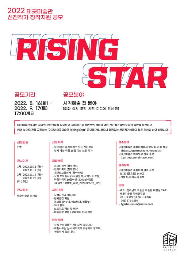 태곳미술관, 2022 태곳미술관 Rising Star 작가 공모