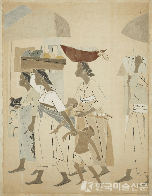 박래현,&nbsp;1956,&nbsp;'이른아침', 사진=아트조선