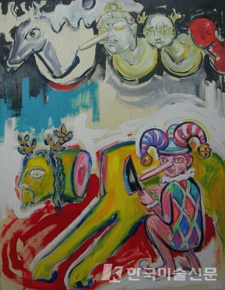 박제(剝製)사 피노키오_나무에 아크릴채색, 유채_160&times;122cm_2008