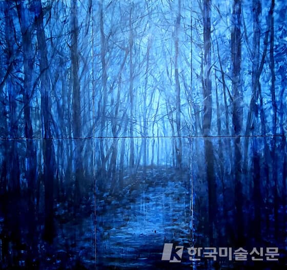 ▲&nbsp;김유림, 사려니숲블루5182 x 195cm, Acrylic on Canvas, 2022
