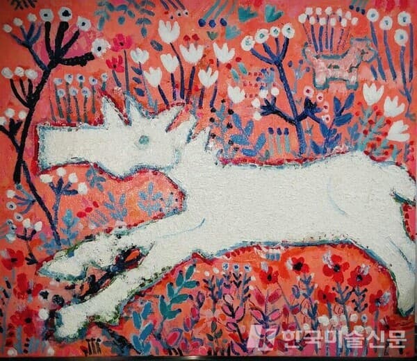 유혜정&nbsp;꿈의 강-자화상.캔버스에 유채, 아크릴46x53cm (10호), 2016