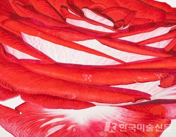 화훼본색-오해된 시선.&nbsp;장지에 분채91x117cm (50호), 2022 (사진=작가 블로그)