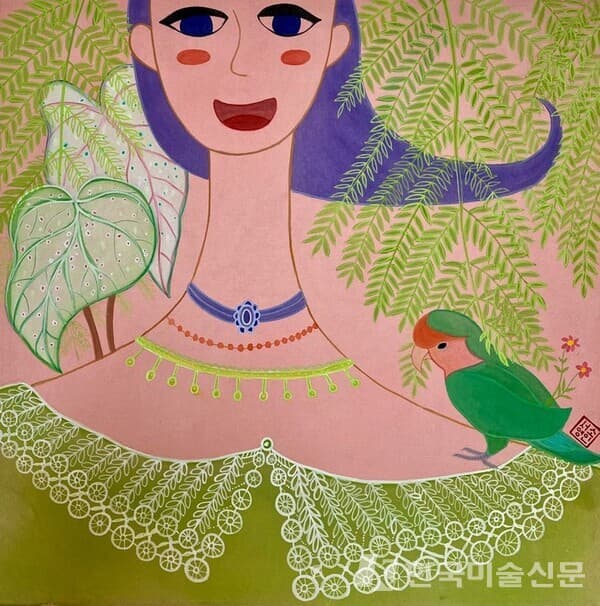 너와나의이야기&nbsp;장지에 채색50x50cm (12호), 2020