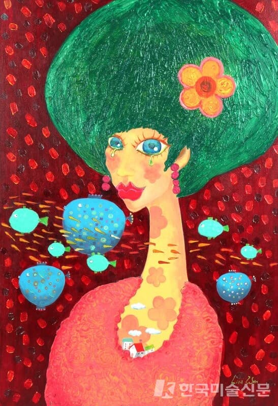 스위밍에고 은혜&nbsp;캔버스에 아크릴117x80cm (50호), 2020
