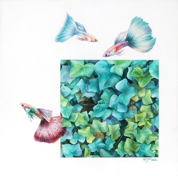 치유의 정원 2&nbsp;아르쉬지에 아크릴, 수채45x45cm (10호), 2021 (사진=작가 SNS)