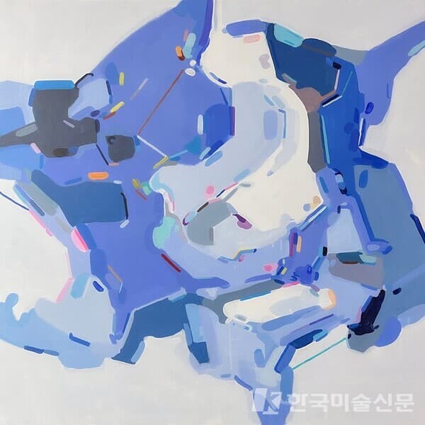자동기술 색채지도 no.9&nbsp;캔버스에 아크릴100x100cm (60호), 2016 (사진=작가 인스타그램)