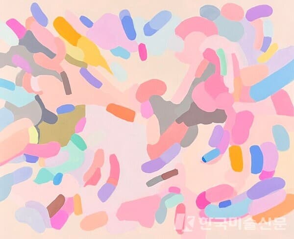 자동기술 색채지도 no.14&nbsp;캔버스에 아크릴65x80cm (25호), 2022 (사진=작가 sns)