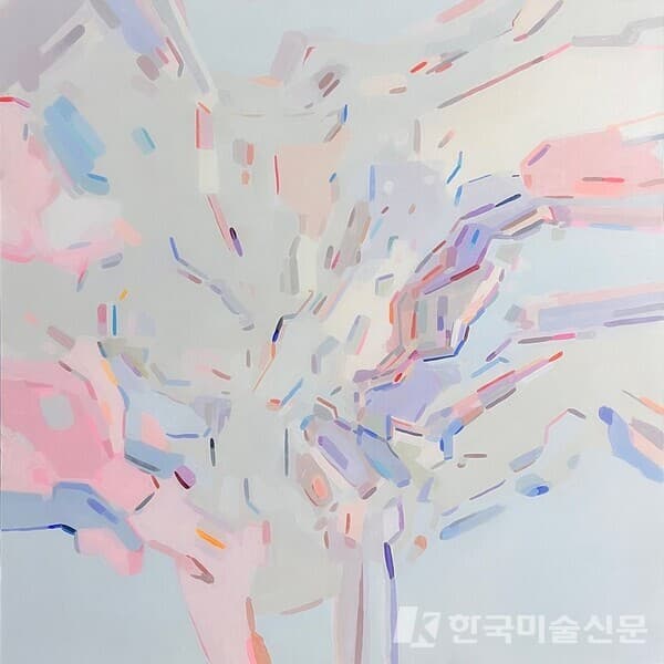 자동기술 색채지도 no.5&nbsp;캔버스에 아크릴100x100cm (60호), 2016 (사진=작가 sns)