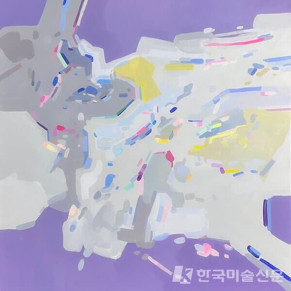 자동기술 색채지도 no.7&nbsp;캔버스에 아크릴100x100cm (60호), 2016 (사진=작가 sns)