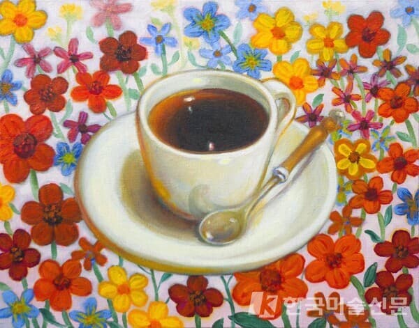 행복한 시간&nbsp;캔버스 보드에 유채22x27cm (3호), 2022 (사진=작가 SNS)