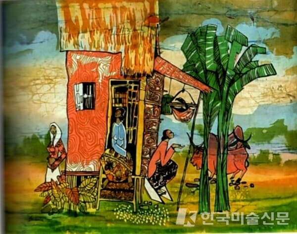 세계현대미술관 출품 폴 고갱 작품 'Tahiti Farm' . 위작 의혹을 받고 있다. [사진=전시회 도록]