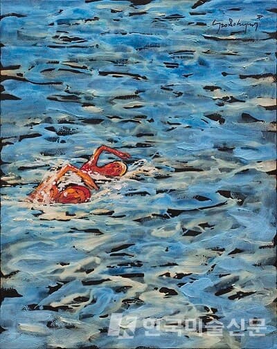 In The Sea90.9x72.7cm 캔버스에 석채,과슈,혼합재료 2022
