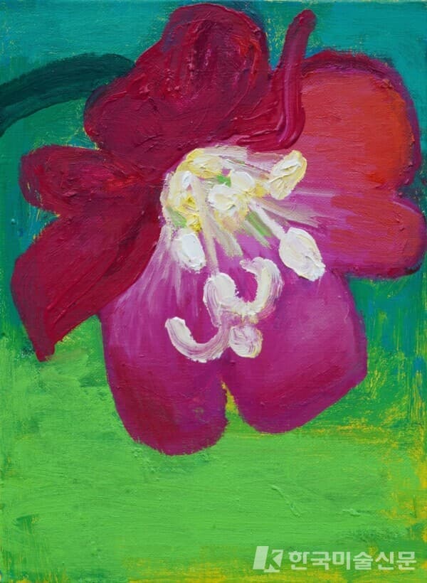 마지막 꽃-큰바늘꽃허윤희, 34x 25cm, oil on canvas, 2022