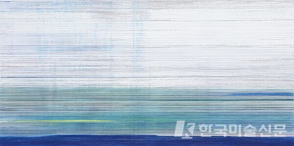 초저녁의 안나푸르나이정란, mixed media on acrylic board, 60 x 120 cm, 2022