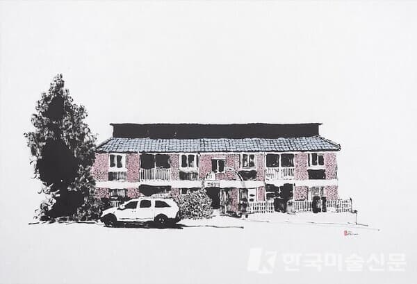 로얄주택 / 원종근한지에 수묵, 100x68cm, 2021