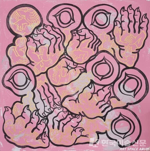 최세경, Relationship-outside220143, Acrylic paint on canvas, 30&times;30cm, 2022
