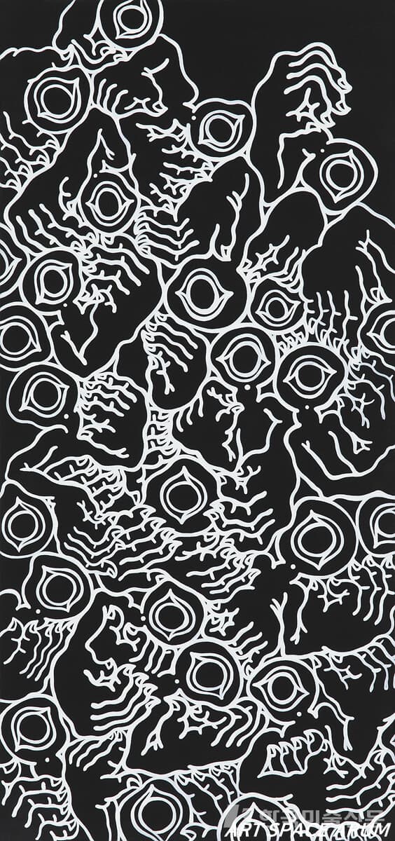 최세경, Relationship-deep, Acrylic paint on canvas panel, 100&times;40cm, 2022