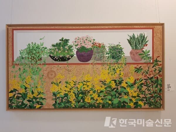 윤선홍 즐거워 150x80cm 장지에 분채 2020