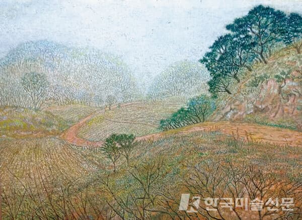 ▲&nbsp;임동식, 친구가 권유한 굽이도는 길Oil on Canvas, 73 x 91cm, 2014-2017, 개인소장