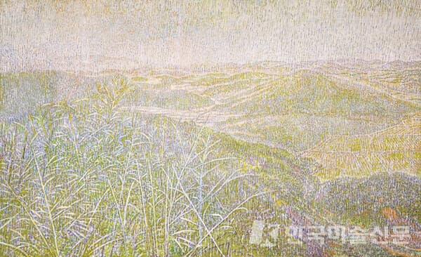 ▲ 임동식, 원수산에서 바라본 연기군 남면 방축리 - 봄Oil on Canvas, 81 x 131cm, 2022