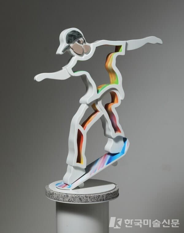 With skateboard, Stainless Steel, Marble, Urethane paint, 2022