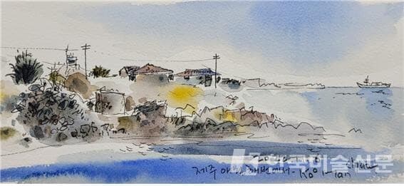 제주 애월 해변에서 water color on paper, 30☓15cm, 2022