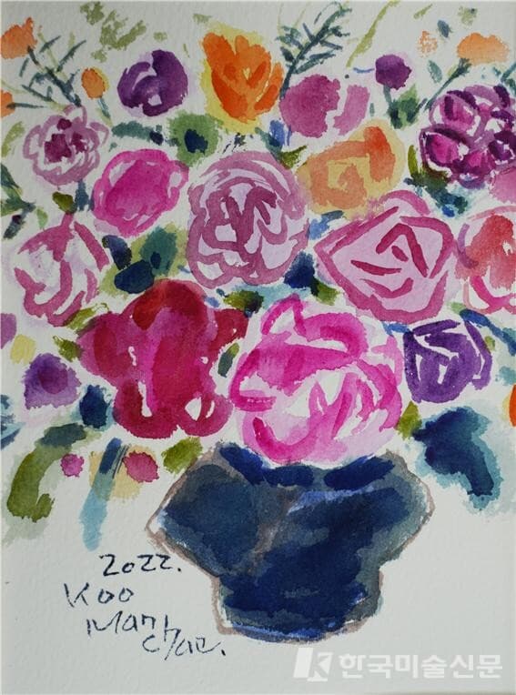 꽃의 하모니 water color on paper, 22&times;16cm, 2022