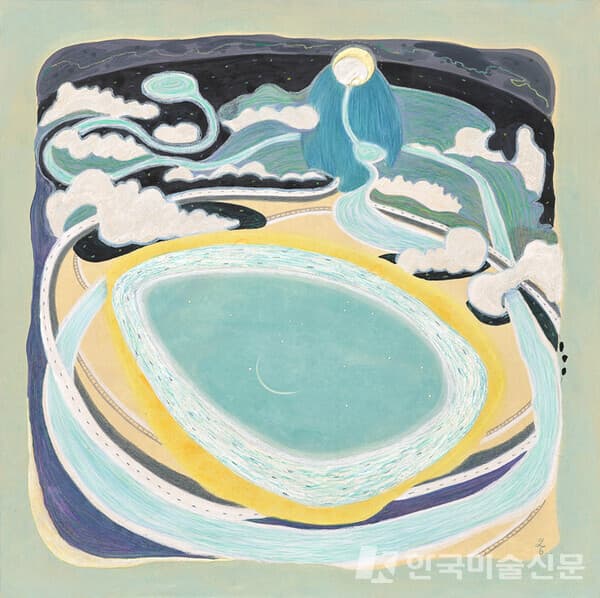 반영하는 세계 Reflect the World장지에 혼합재료 (mixed media on Korean paper), 91&times;91cm, 2022
