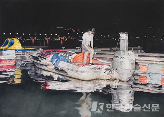 오세경, 몰락 Downfall, &nbsp;Acrylic on Korean Paper(Hanji), 162&times;227㎝, 2016