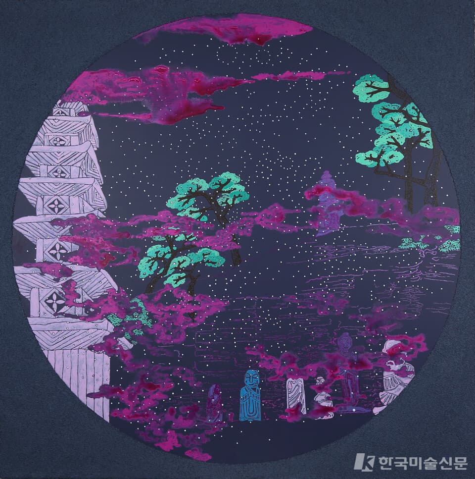 송진석 작가_ 霧中2, 91X91cm, 캔버스, 아크릴, 혼합재료, 2021