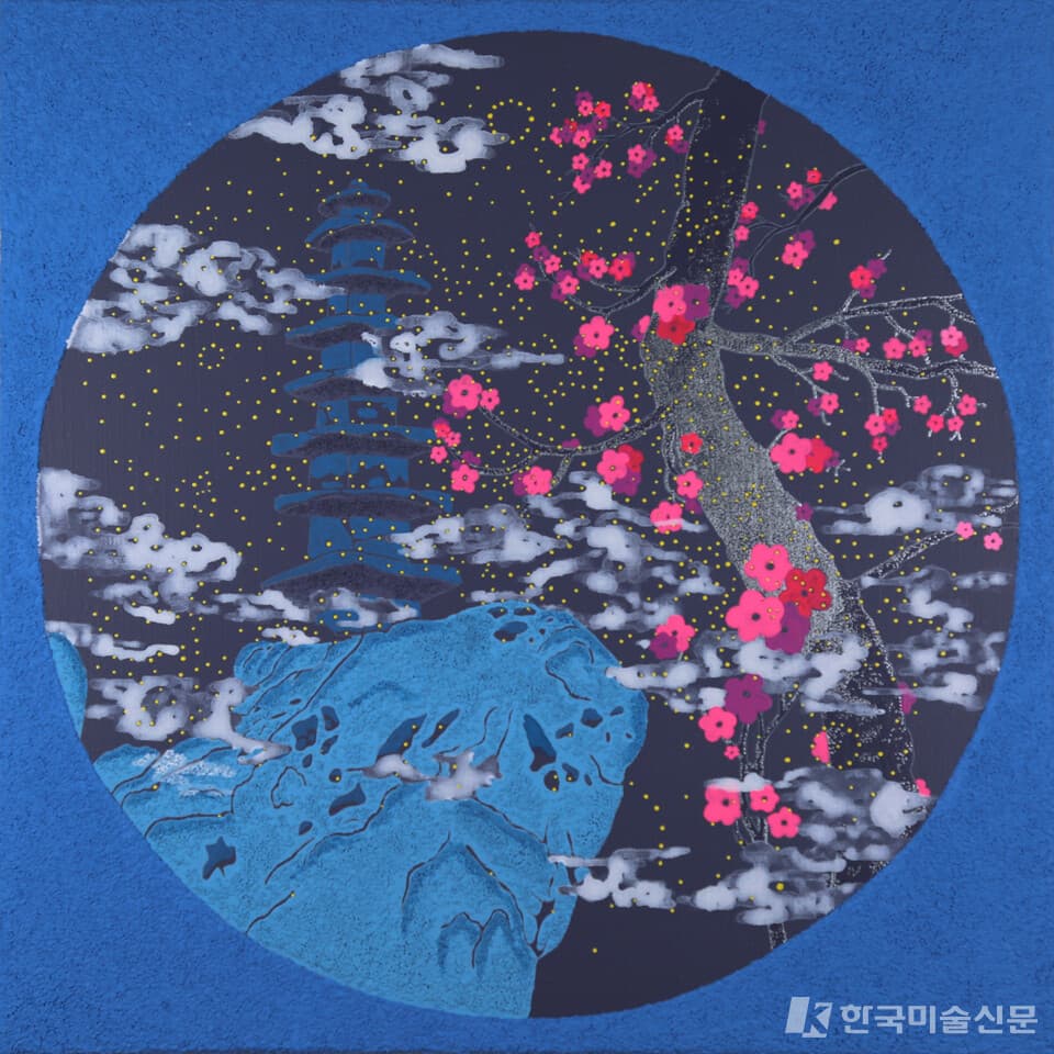 송진석 작가 _무중 blue, 45X45cm, 캔버스, 아크릴, 혼합재료, 2022