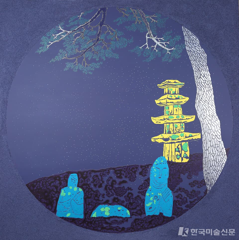 송진석 작가_ 숨, 91X91cm, 캔버스, 아크릴, 혼합재료, 2022