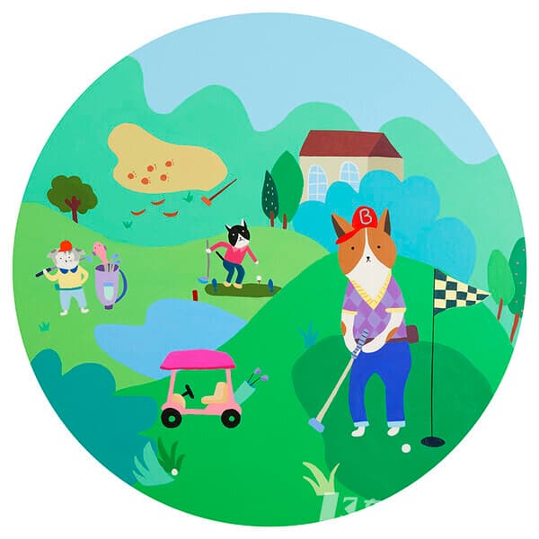 이정민, Golf, 100x100cm100x100cm, Acrylic on canvas, 2022&nbsp; [사진=갤러리화랑협회]