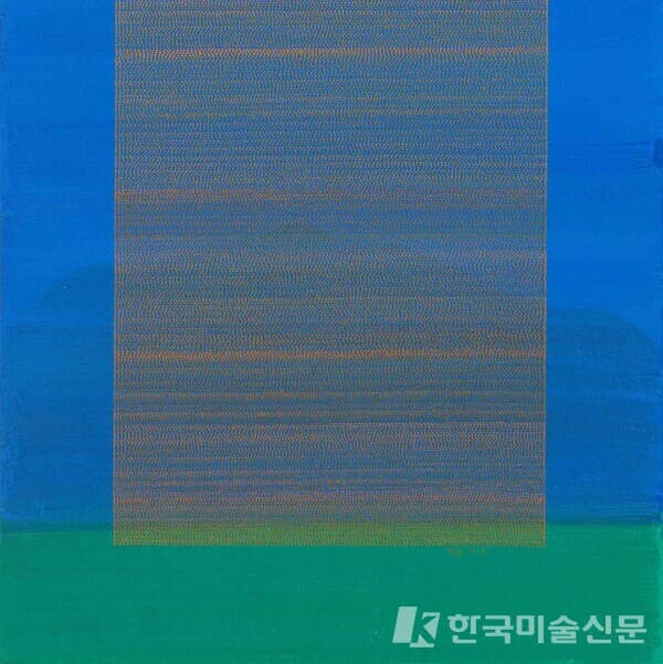 Drawing for Sewing (for Gwangju)50x50, Silver powder and acrylic on paper (壯紙), 2021