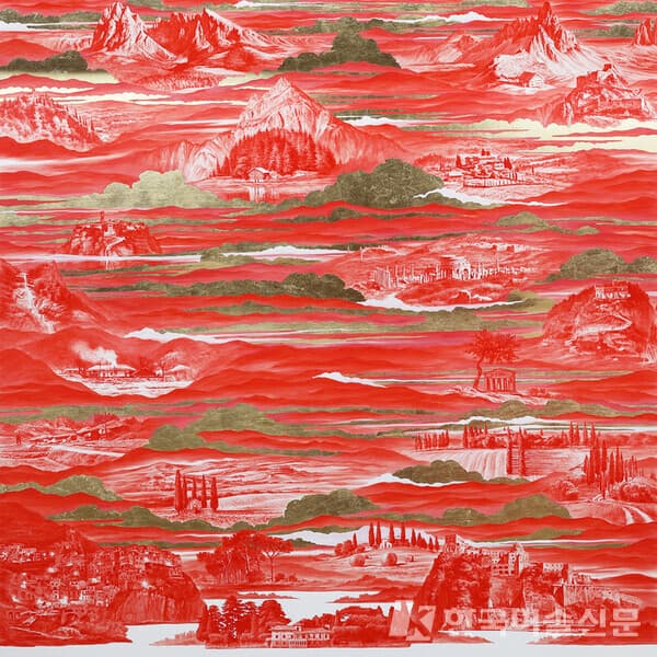 이세현, Between Gold-021APR02Oil and gold foil on linen, 200 x 200 cm, 2021