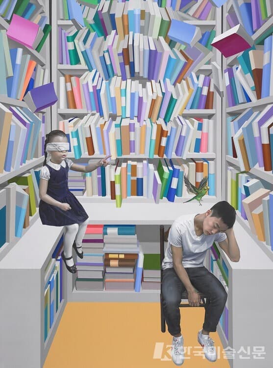 홍경택, 서재-예언자Acrylic and oil on linen, 259 x 194 cm, 2017-2022