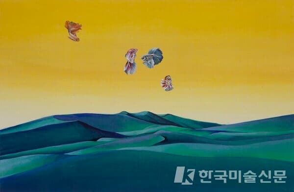 푸른 사막2푸른 사막2_35x55cm_비단에진채_2022