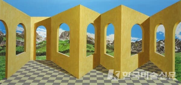 Spandrels&nbsp;Oil on board construction, 144x77.5x30cm, 2000