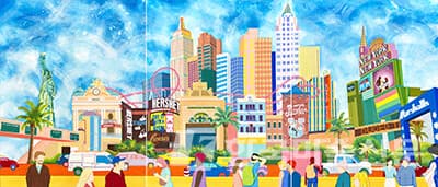 NV-Las vegas-newyork&nbsp;116.8x91.0cm(3ea), 장지에 분채, 2022