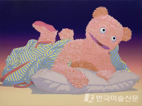 알렉스 도지 - NIGEL, AWAKENING FROM THE MEANING MEANING CRISIS (AFTER JV &ndash; NEW DAWN)&nbsp;oil and Acrylic on canvas91.4 X 121.9 cm 2023